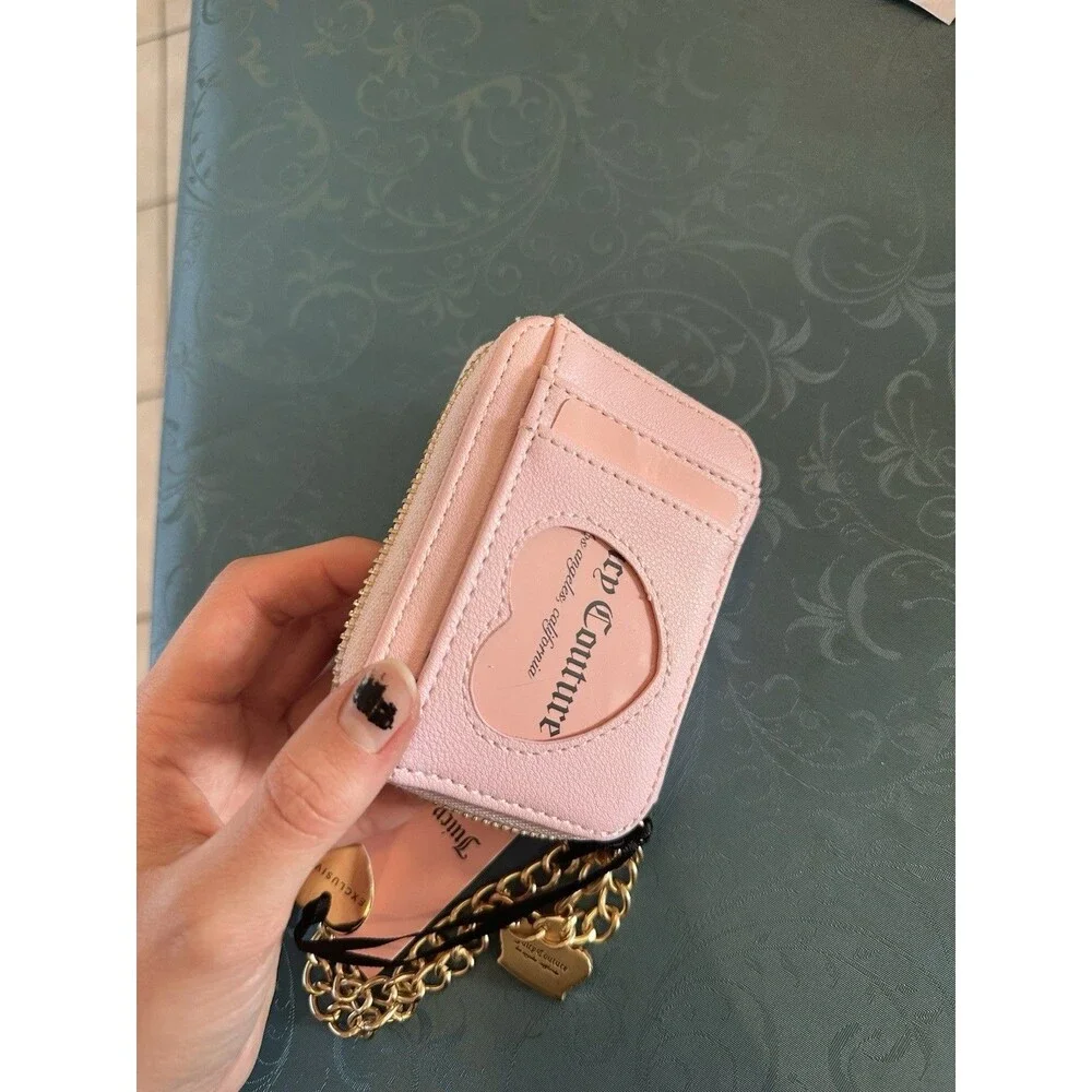 NWT Juicy Couture Kingdom Wristlet Zip Wallet Raspberry Tart Velour Rhinestone